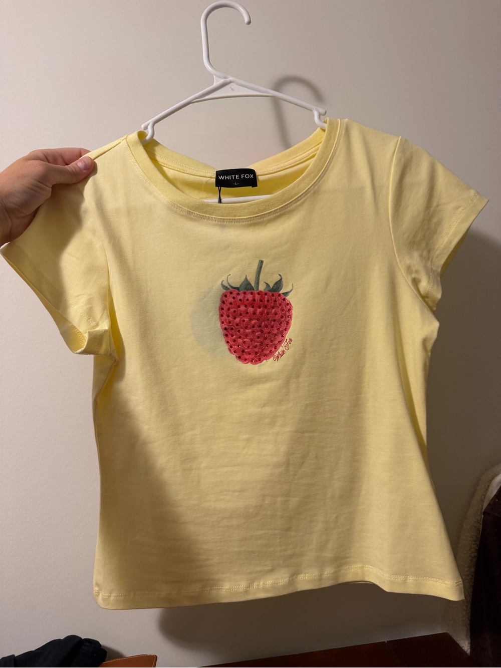 White Fox Baby Tee Yellow - Bedazzled Strawberry